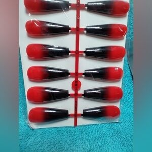 Red and Black Ombre Nail Tips press on nails